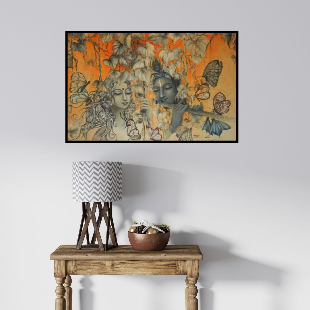 In-situ view of Rakhi Baid's 'Radha Krishna Iii' painting in a room