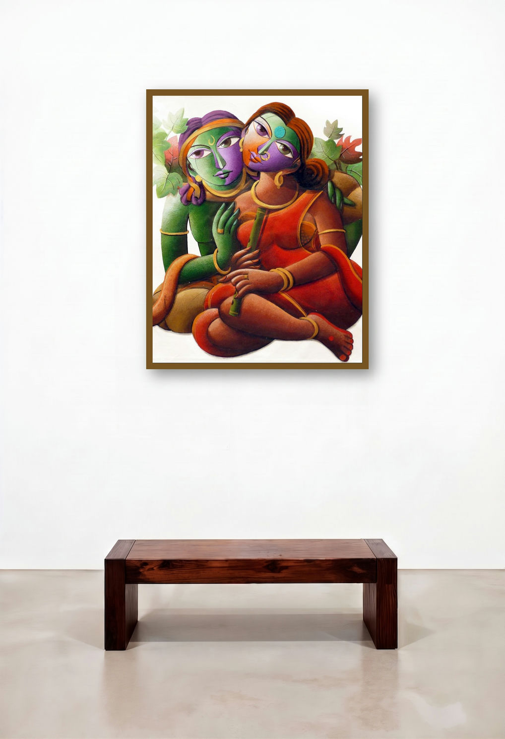 Radha With Krishna Ii by artist Dhananjay Mukherjee displayed in a Designer Foyer