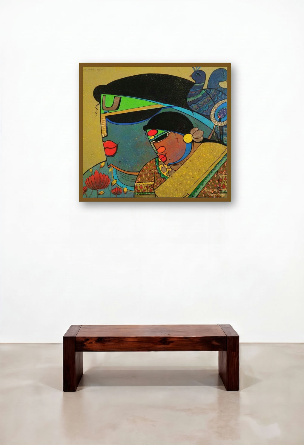 Radhakrishna 2 (Radha Krishna: Divine Love) by artist Priyanka Chivte displayed in a Art Deco Study