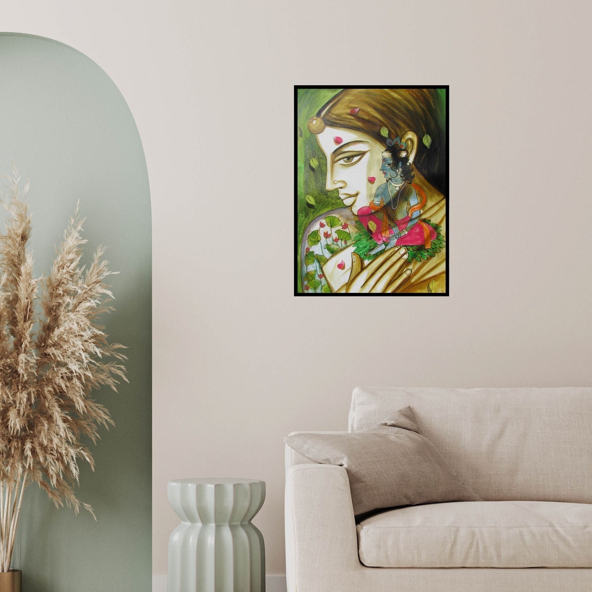 In-situ view of Pradeep Swain's 'Radha'S Beloved Krishna' painting in a room