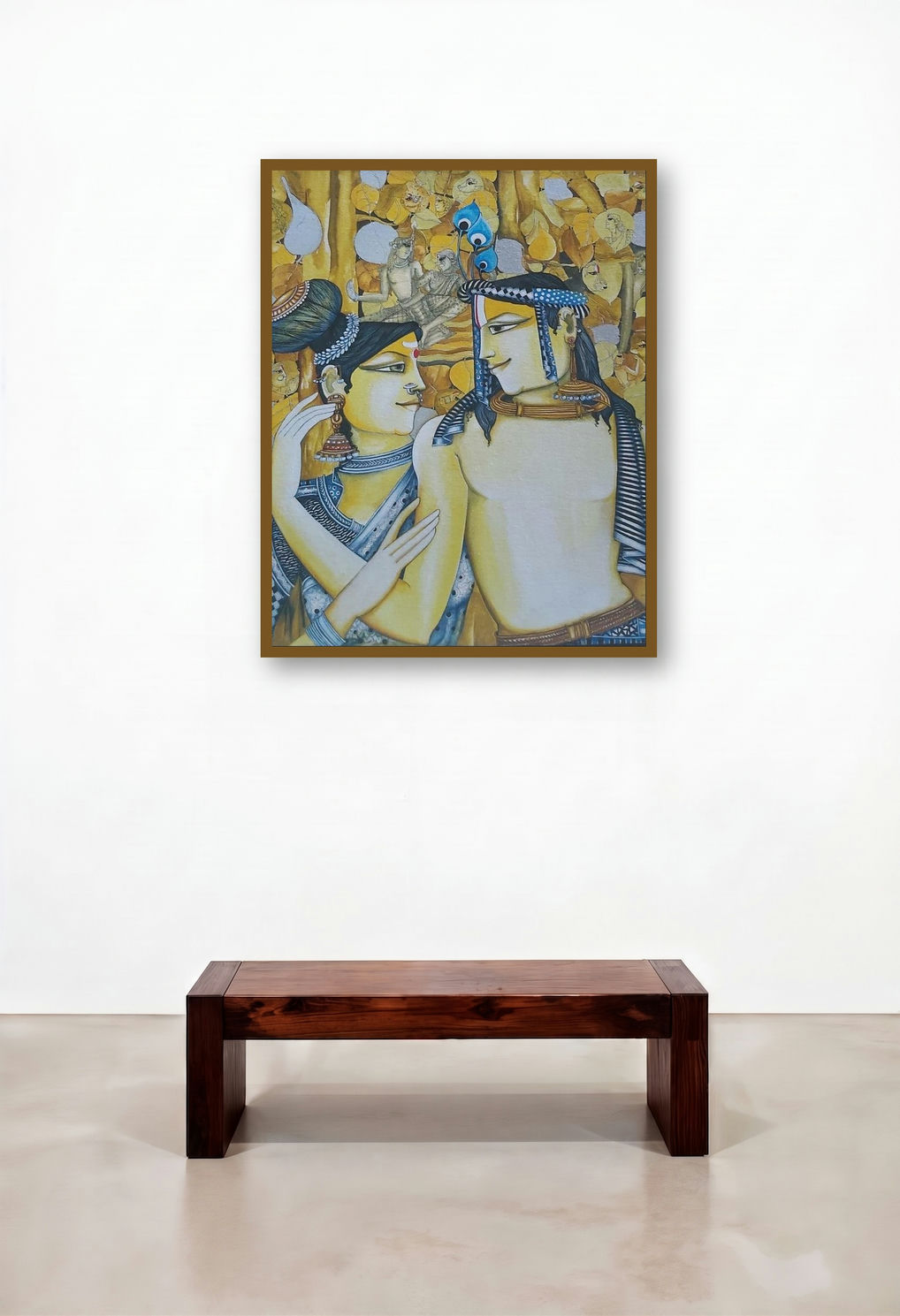 Radhe Shyamalan (Tribal Couple) by artist Saraswathi Lingampally displayed in a Transitional Hotel Lobby