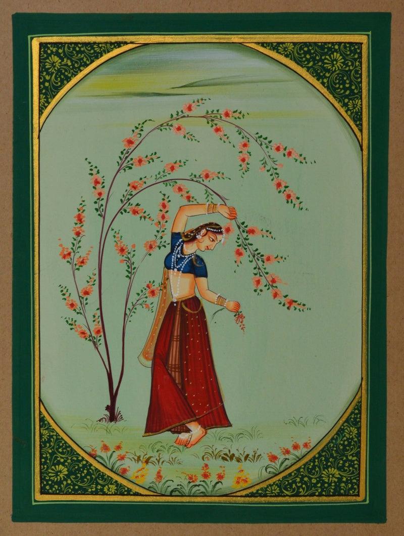 Figurative miniature traditional art titled 'Ragini Dance Moves', 8x6 inches, by artist Unknown on Paper