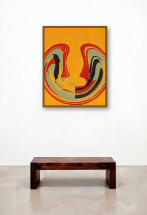 Rahasya Samvad (The Silent Dialogue) by artist Atul Padia displayed in a Classic Family Room