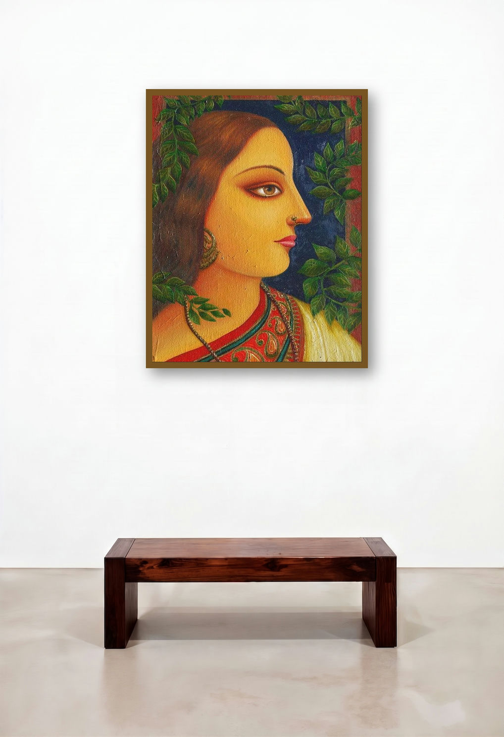 Rai Kamol by artist Suparna Dey displayed in a Japandi Bedroom