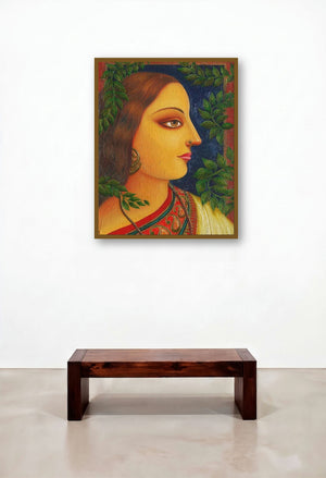 Rai Kamol by artist Suparna Dey displayed in a Japandi Bedroom