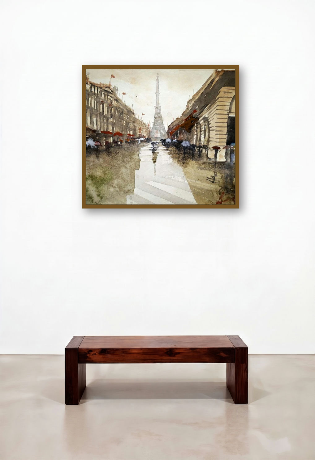 Rainy Days In Paris (Parisian Promenade) by artist Arunava Ray displayed in a Eclectic Home Office
