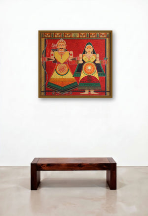 Raja Rani (Divine Union: Rama and Sita) by artist Satish Chavhan displayed in a Designer Hotel Suite