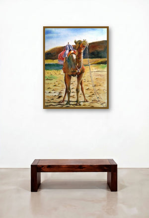 Rajasthan (Desert Wanderer) by artist Chetan Agrawal displayed in a Rustic Hotel Suite