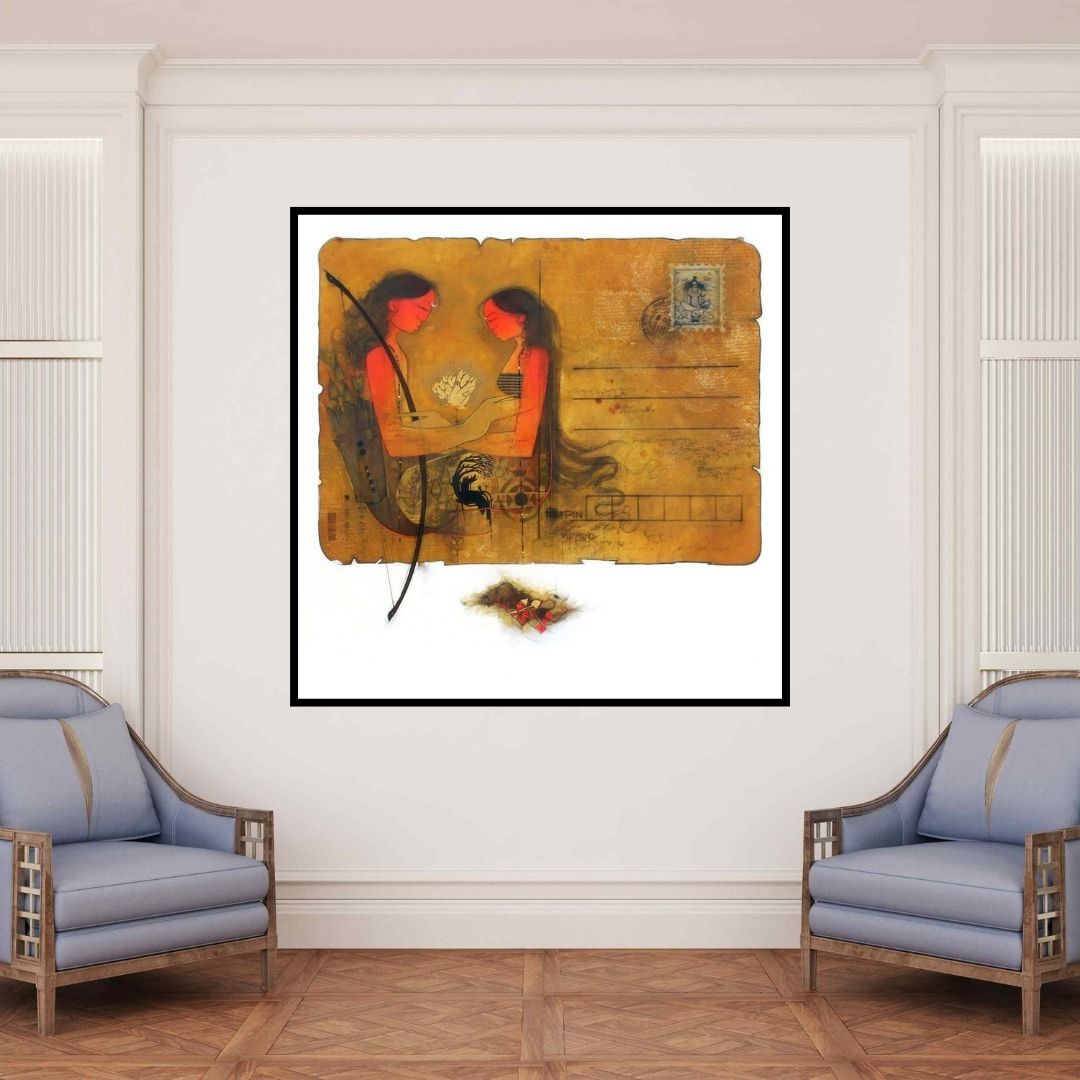 In-situ view of Amol Pawar's 'Ram Bhakta' painting in a room