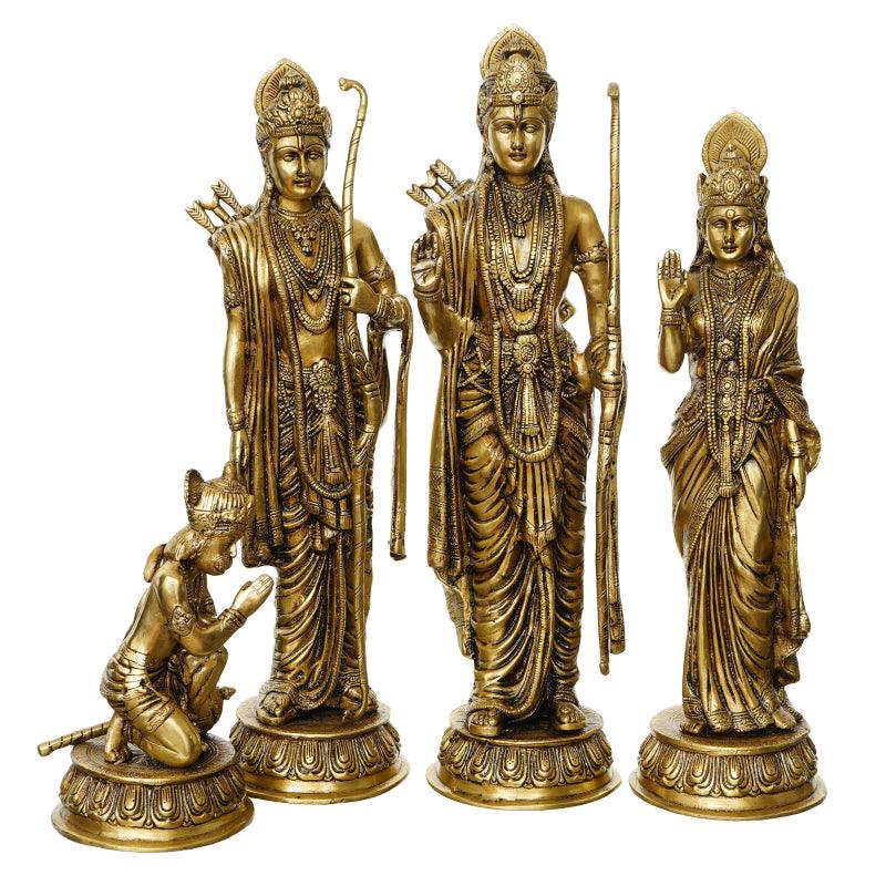 Religious handicraft titled 'Ram Darbar Lord Ram Sita And Laxman', 18x5x4 inches, by artist Brass Handicrafts on Brass
