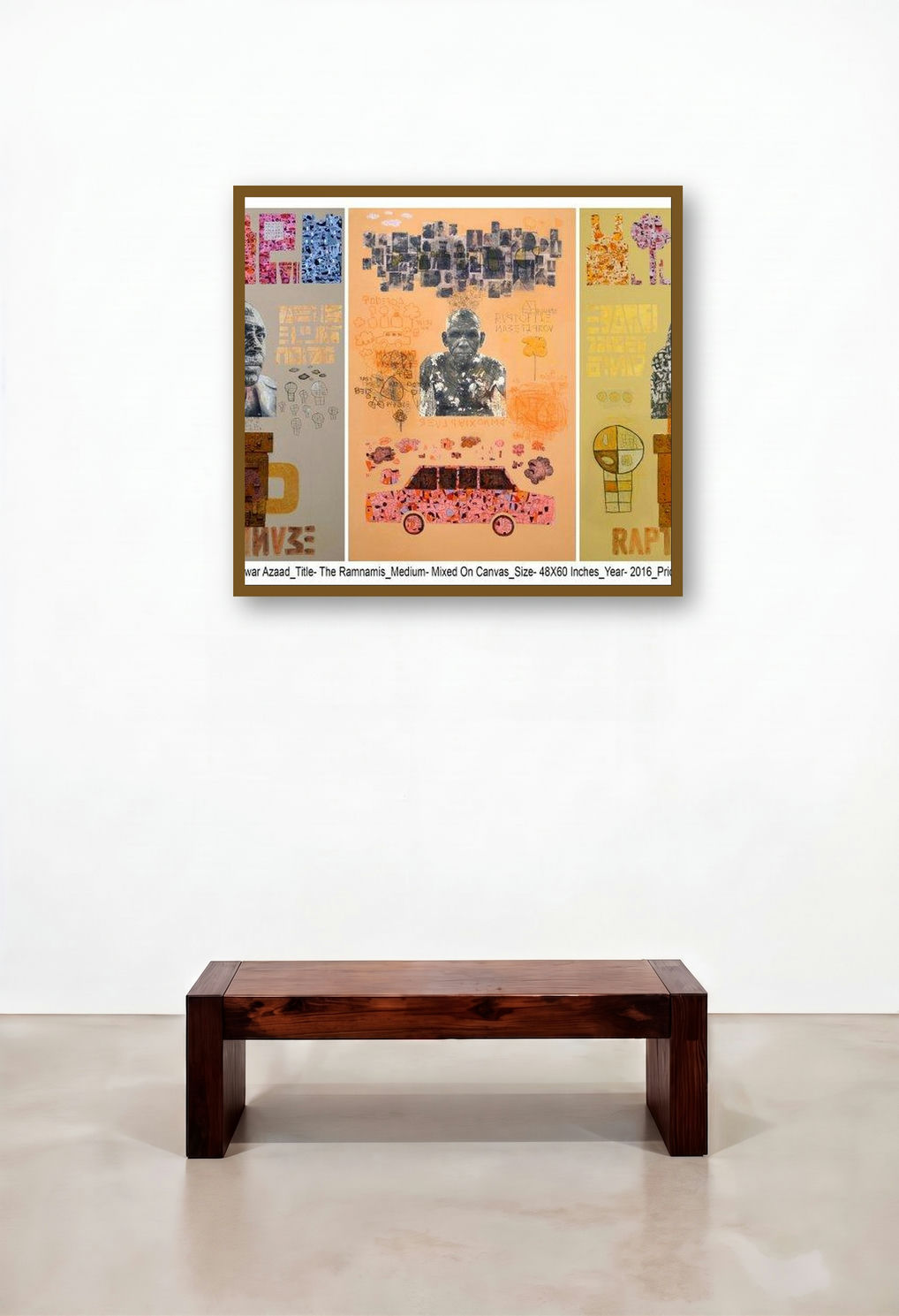 Ramnamis (Echoes of Faith: A Triptych of the Ramnami Tradition) by artist Bhuneshwar Azaad displayed in a Art Deco Lounge