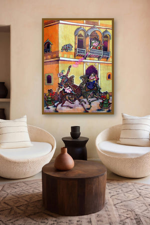 Rang Panchami (The Rajput Charge) by artist Anand Sonar displayed in a Boutique gallery