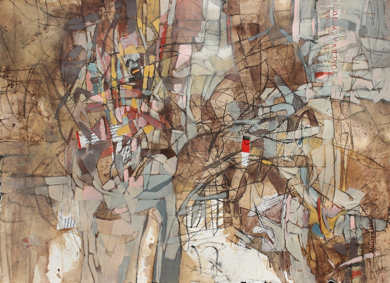 Raw Essence 3' abstract mixed-media painting by artist Apurva Singh, 22x30 inch, on paper