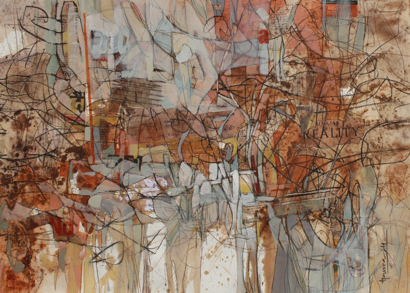 Raw Essence 4' abstract mixed-media painting by artist Apurva Singh, 22x30 inch, on paper