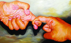 Realation (Generations Touch) by Pratap Manna, Original Acrylic Figurative Painting on Canvas, X-Large Horizontal Wall Art