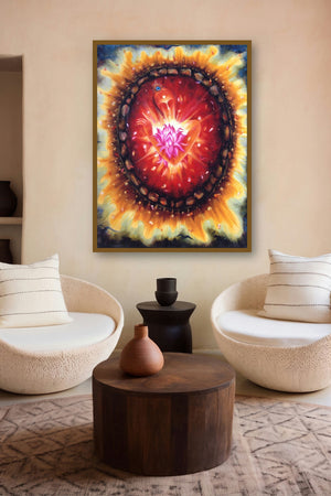 Recarnation (Cosmic Bloom) by artist Rakhi Baid displayed in a Contemporary Exhibition gallery