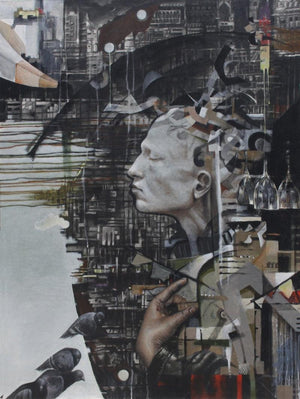 Figurative oil painting titled 'Reciprocal', 36x48 inches, by artist Vikram Nayak on Canvas