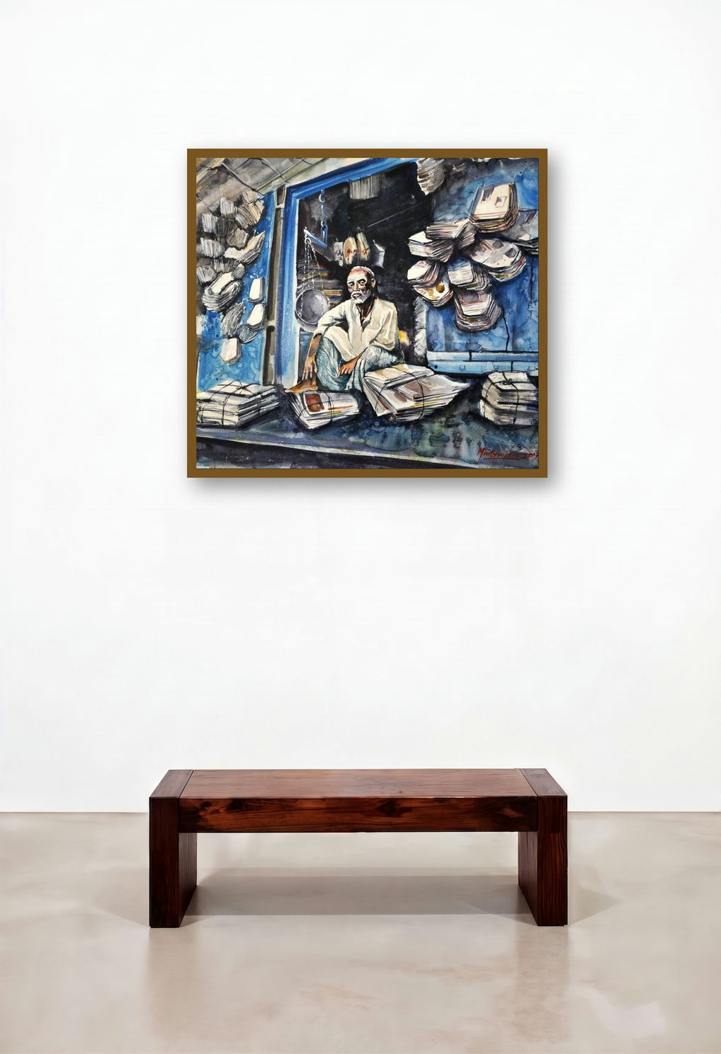 Recycle (A Day in the Life) by artist Mrutyunjaya Dash displayed in a Minimalist Executive Office