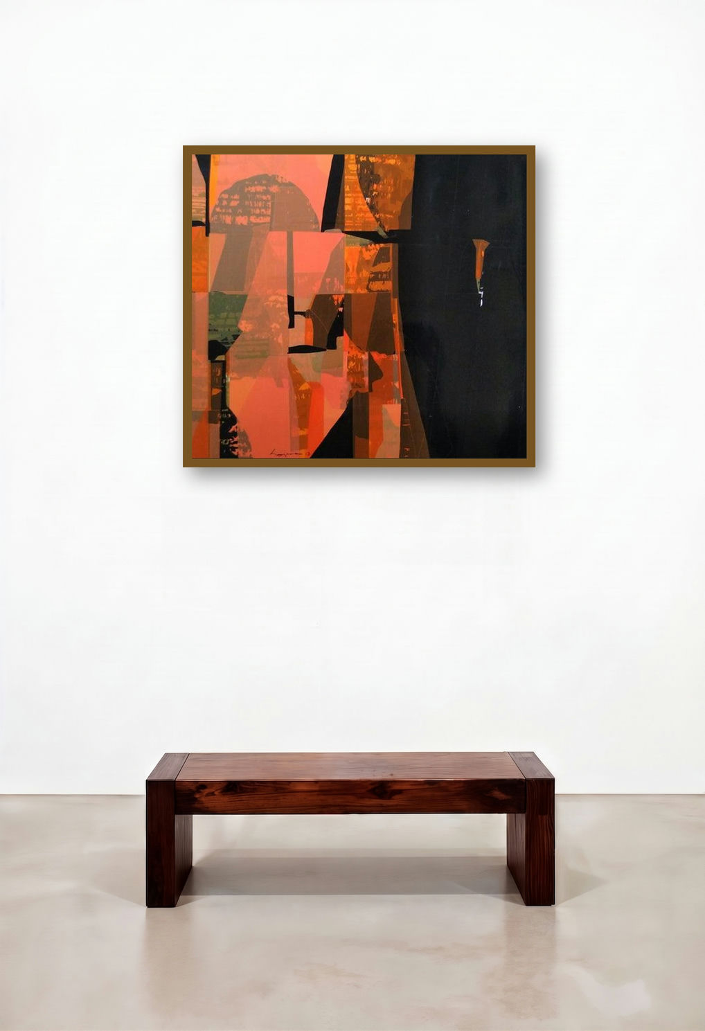 Red Brown Black (Urban Tapestry**) by artist Gajanan Kabade displayed in a Transitional Bedroom