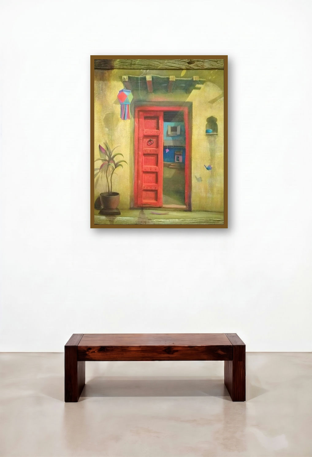 Red Door (Open Doorway) by artist Gopal Pardeshi displayed in a Art Deco Study