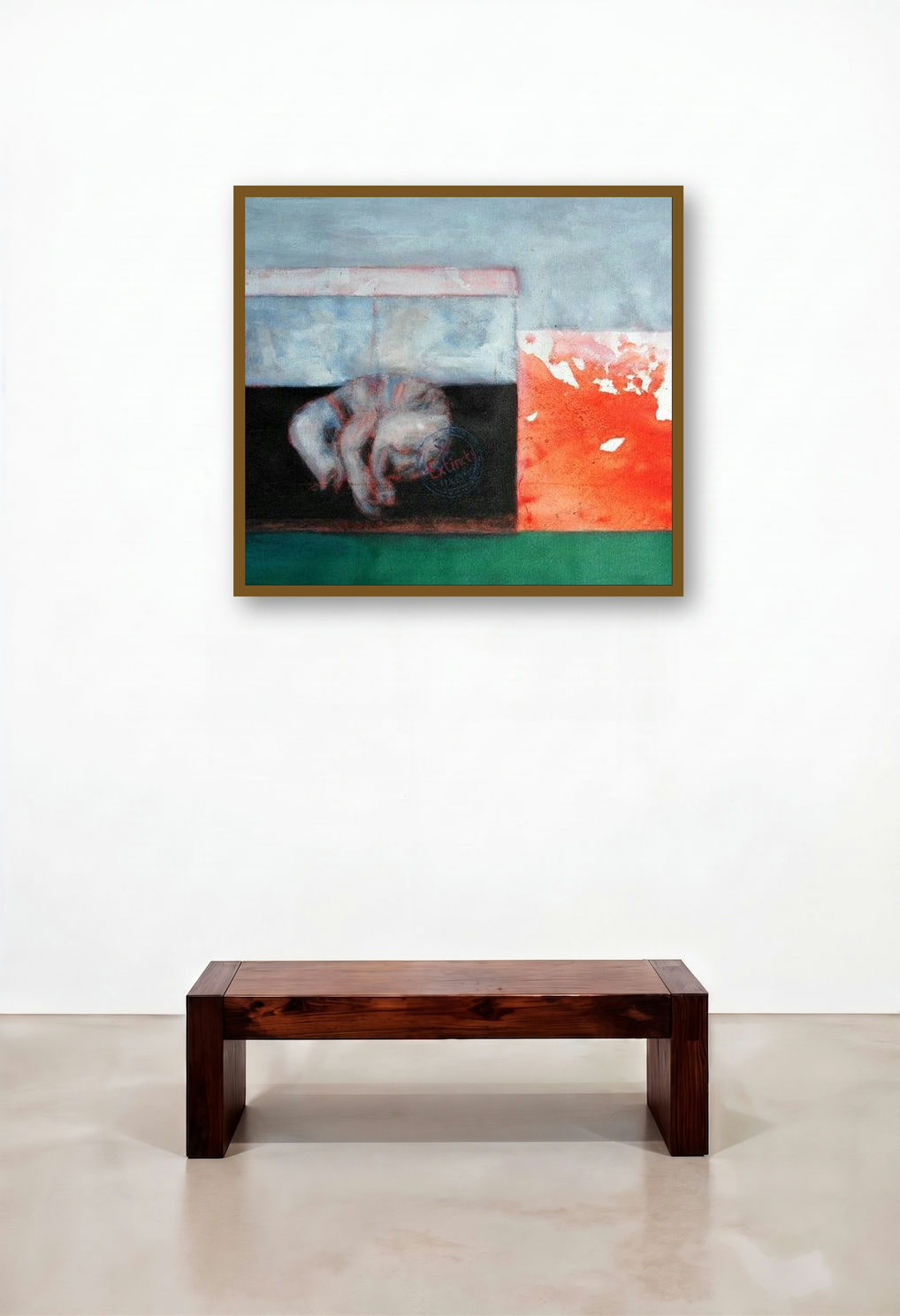 Red Rhino 4 (In the Womb) by artist Raj Mazinder displayed in a Classic Family Room