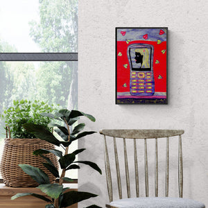 Puja Sarkar's 'Red Series 1 (A Message of Love)' Painting visualized above a sofa in a contemporary room