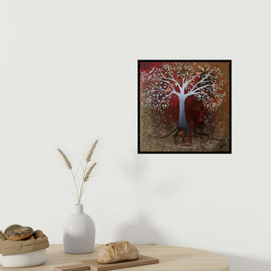 In-situ view of Shuchi Khanna's 'Red Tree' painting in a room