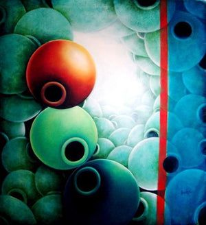Redline (Balance and Contrast) by Ranchhor Meghwal, Original Oil Figurative Painting on Canvas, Large Vertical Wall Art