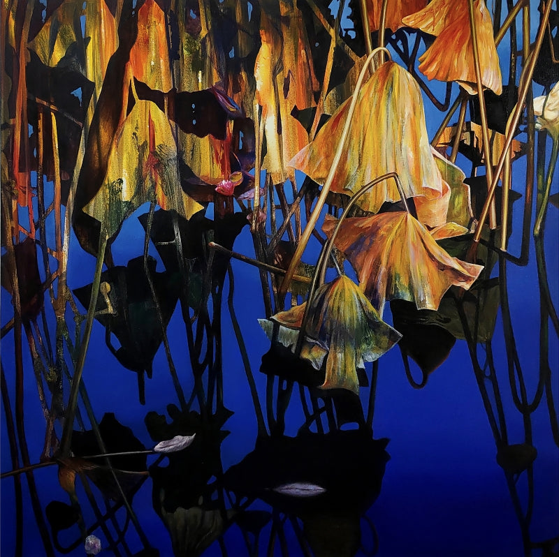 'Reflection' nature acrylic painting by artist Abid Shaikh, 36x36 inch, on canvas