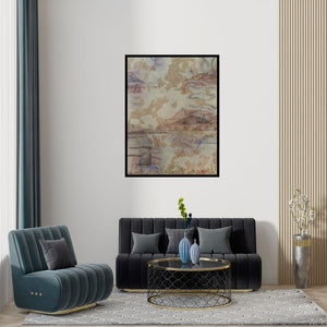 Preview of 'Reflection Of Nature 3 (Earthy Textures)' Painting by Narendar Mukherjee shown on a wall in a furnished room.