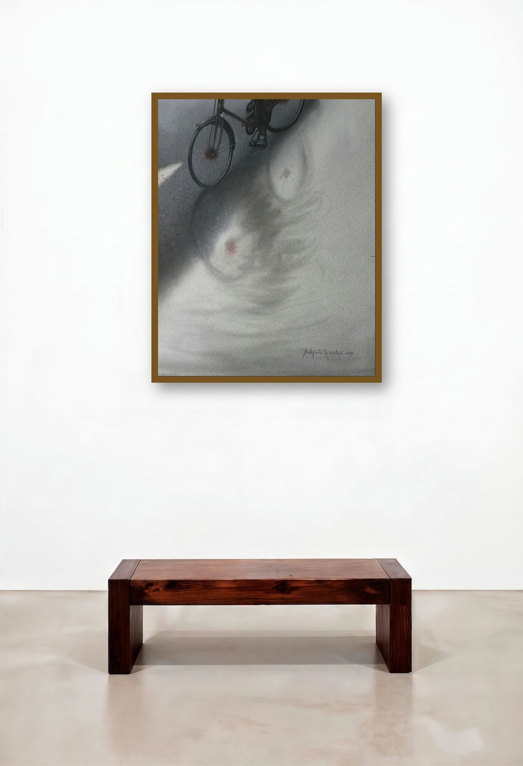 Reflection Of Life (Bicycle Reflection) by artist Sudipta Karmakar displayed in a Scandinavian Lounge