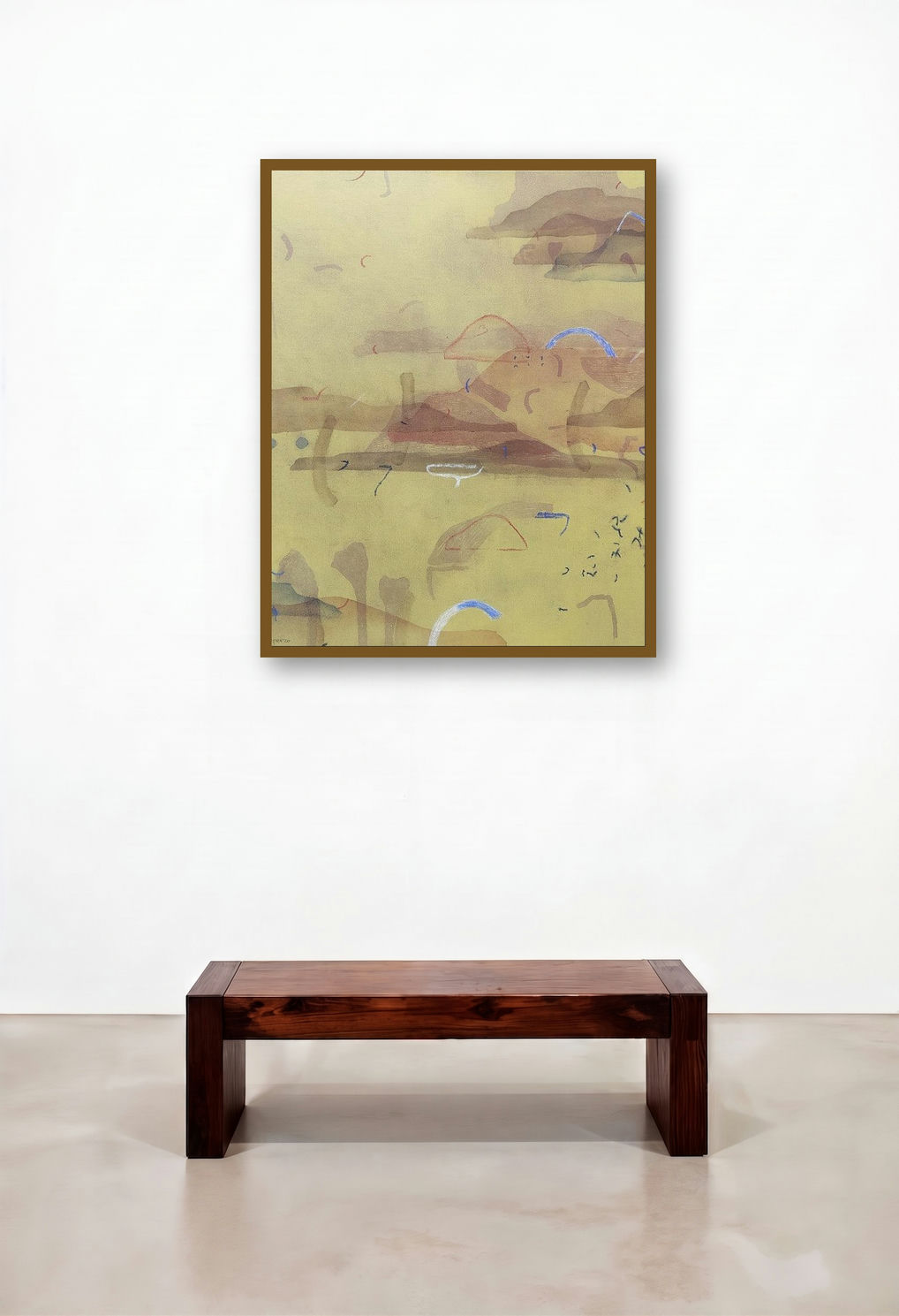 Reflection Of Nature 2 (Abstract Landscape) by artist Narendar Mukherjee displayed in a Japandi Family Room