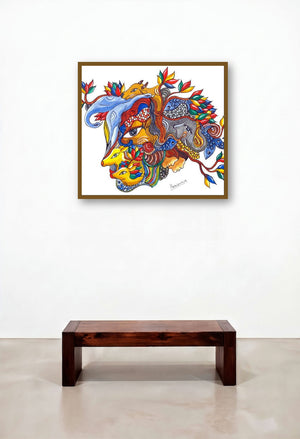Reflection Of Nature (Nature's Visage) by artist Hariom Kuthwaria displayed in a Contemporary Luxury Library