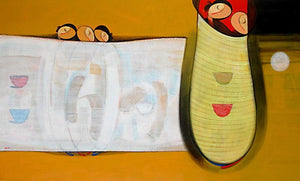 Figurative acrylic painting titled 'Reflection V', 36x60 inches, by artist Dattatraya Thombare on Canvas