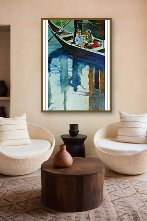 Reflections by artist Gulshan Achari displayed in a Boutique gallery