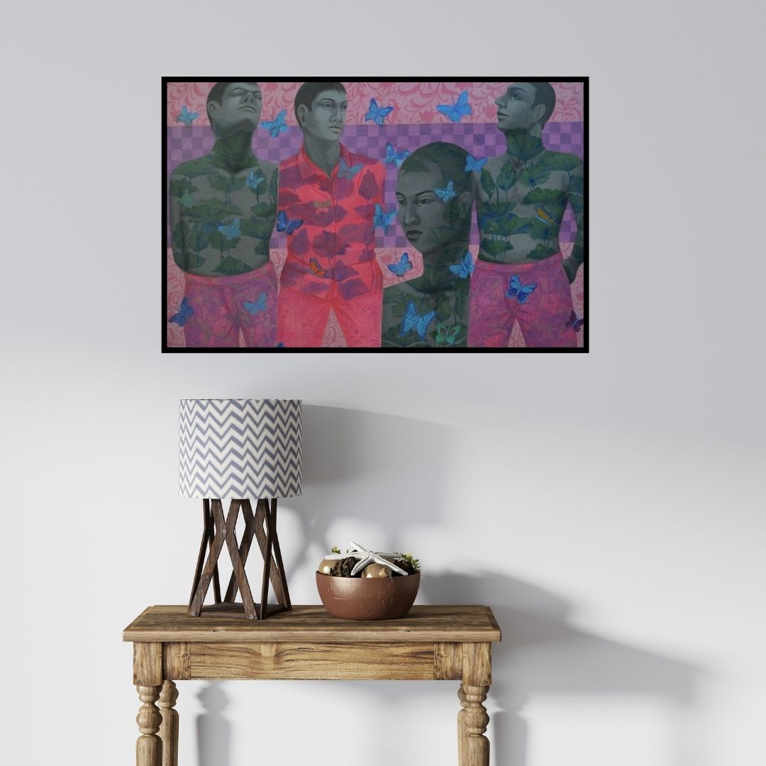 In-situ view of Partha Mondal's 'Reformation Of Human Nature 1' painting in a room