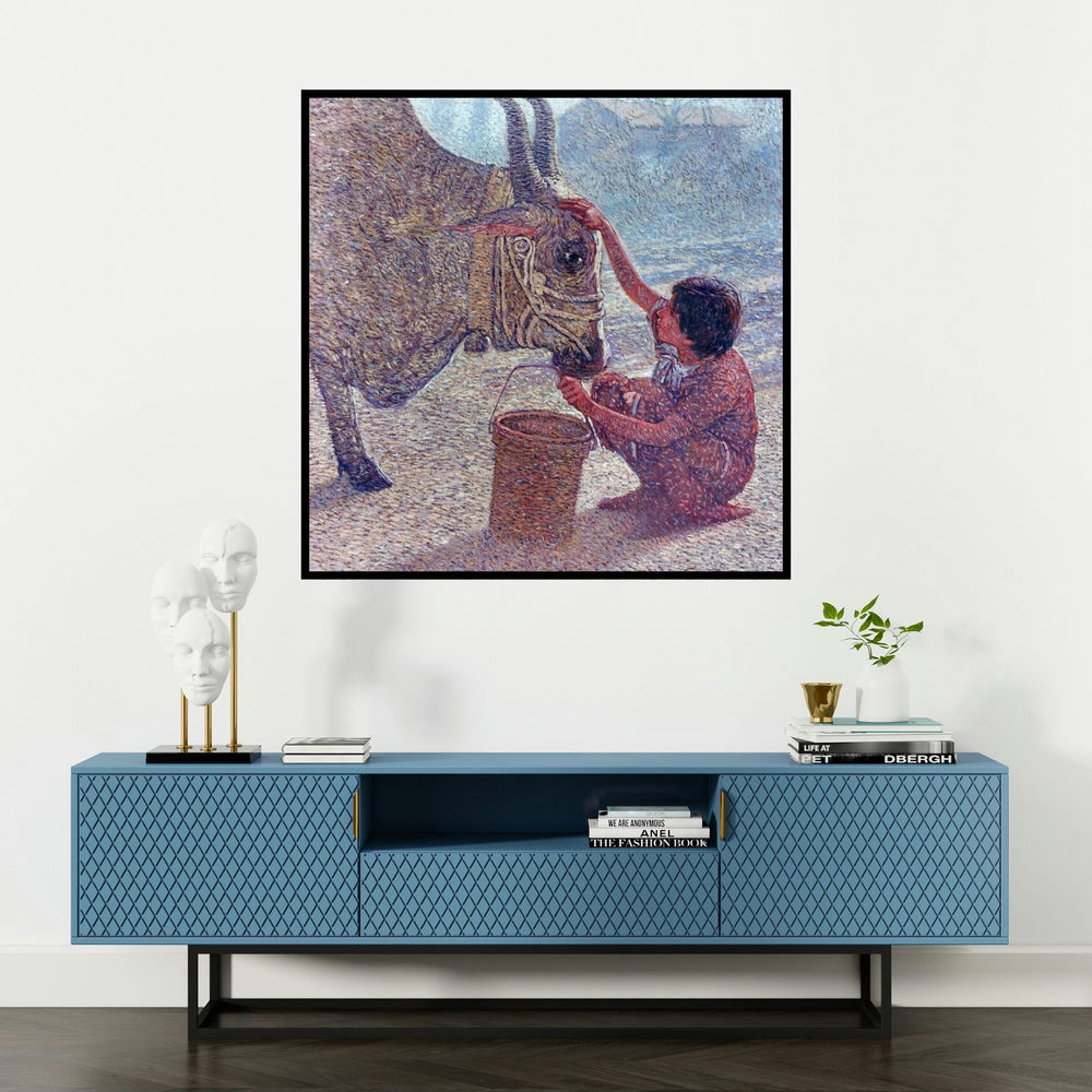 'Relation (A Bond of Trust)' painting by Nanasaheb Yeole shown on a wall in a furnished room.