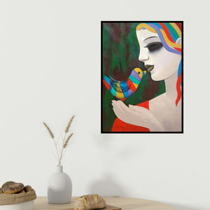 Anil Mahajan's 'Relation Ii' painting visualized above a sofa in a contemporary room.