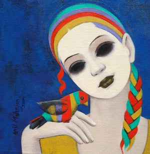 Relation Iii (Shared Moments) by Anil Mahajan, Original Acrylic Figurative Painting on Canvas, Small Square Wall Art
