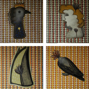 Relations (A Tapestry of Dreams) by Rajesh Choudhari, Original Acrylic Figurative Painting on Canvas, Large Square Wall Art