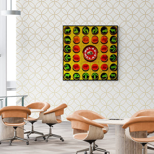 Preview of 'Relax (Relax 0)' Painting by Rohit Sharma shown on a wall in a furnished room.