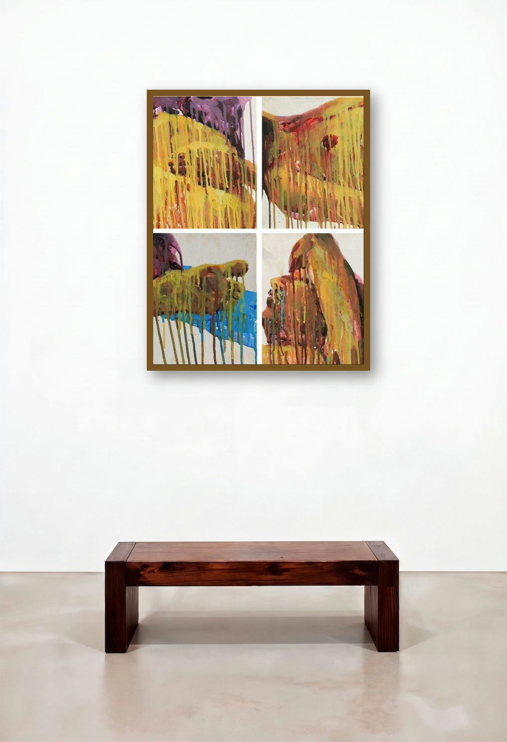 Relaxation (Chromatic Cascade: A Study of Figures in Flowing Color) by artist Amol Satre displayed in a Urban Loft Hallway