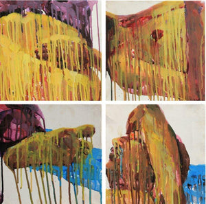 Relaxation (Chromatic Cascade: A Study of Figures in Flowing Color) by Amol Satre, Original Acrylic Figurative Painting on Canvas, Small Square Wall Art