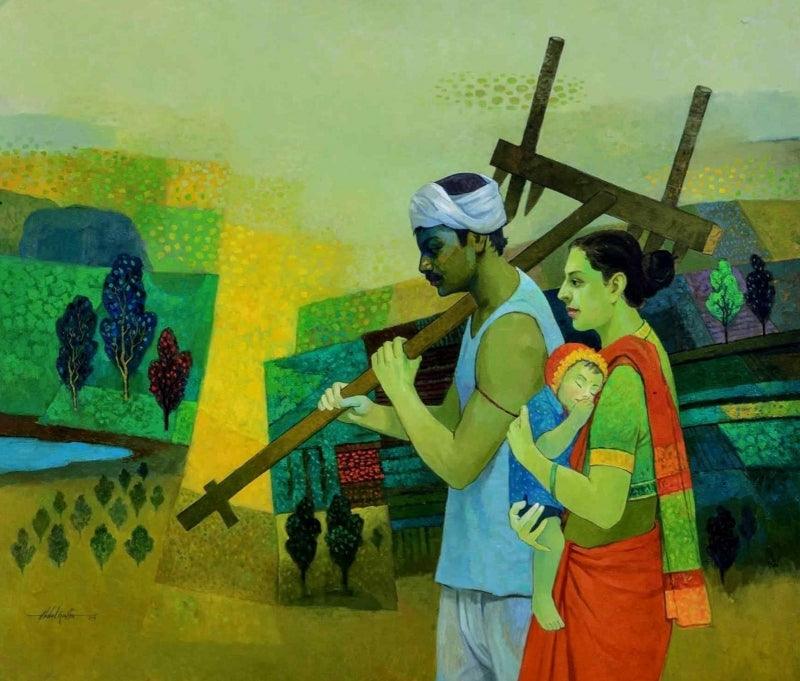 Figurative oil painting titled 'Reminiscence 6', 60x72 inches, by artist Abdul Shaikh on Canvas