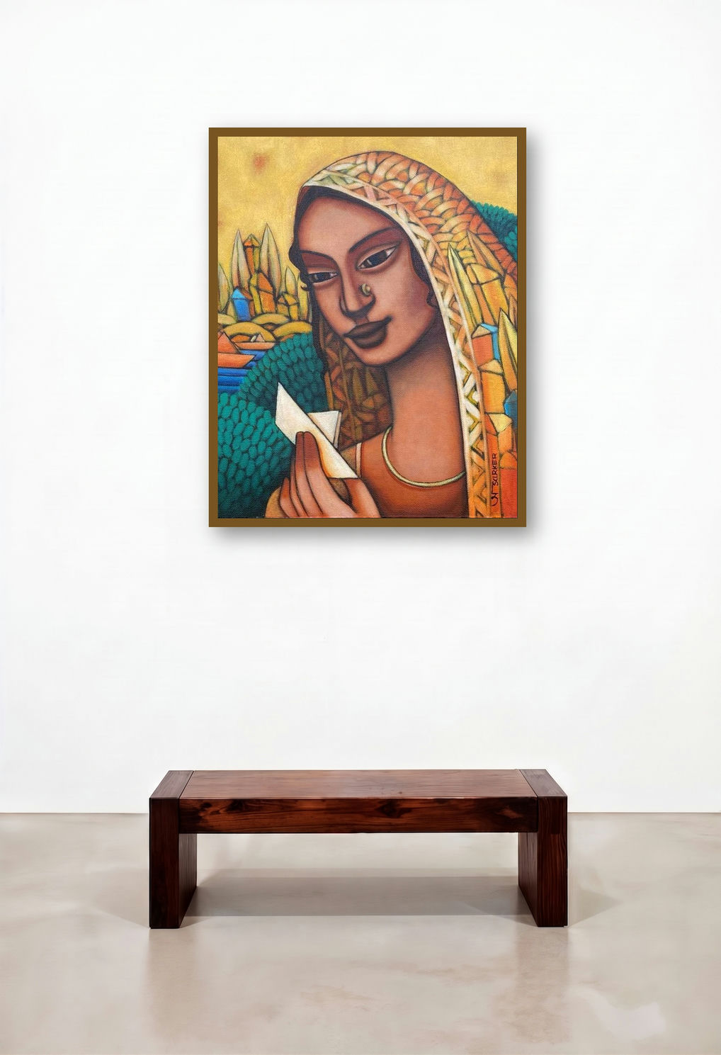 Reminiscence by artist Aniruddha Sarker displayed in a Eclectic Reception Area