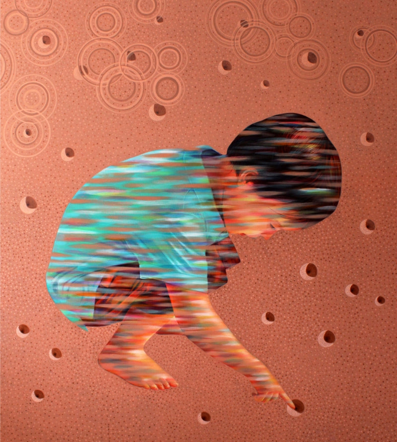 Reminisence' contemporary acrylic painting by artist Nijesh Mohan, 66x60 inch, on canvas