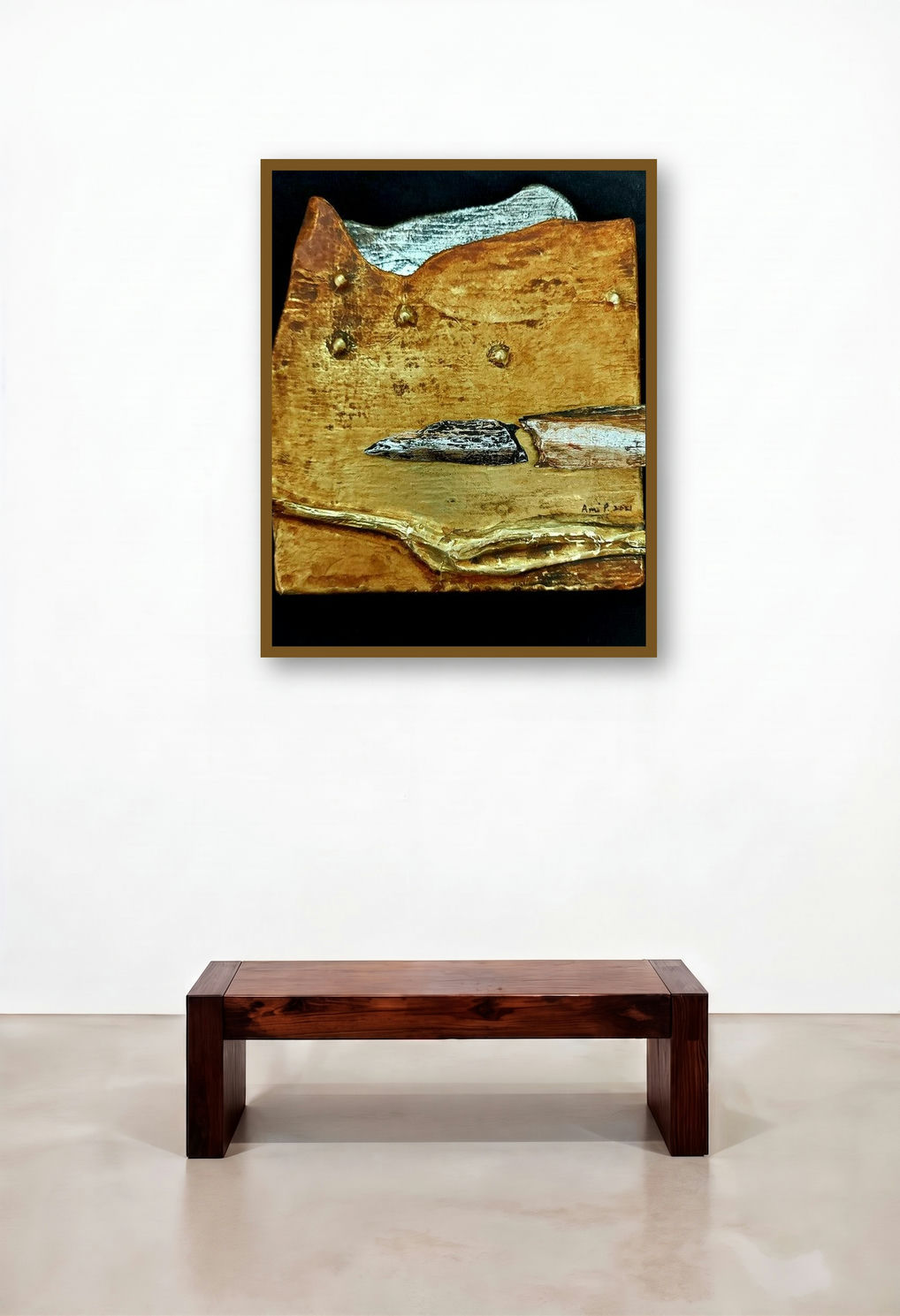 Renewed Pathway 3 (Desert Oasis) by artist Ami Patel displayed in a Contemporary Foyer
