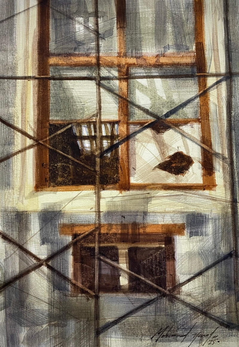 'Renovation' still-life watercolor painting by artist Mohammad Yusuf, 11x8 inch, on paper