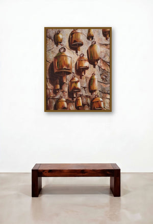 Resonate (Echoes of Devotion) by artist Yamuna Bala displayed in a Contemporary Luxury Home Office