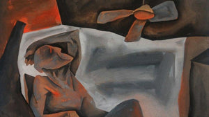 Resting (Summer Slumber) by Akashay Avsare, Original Watercolor Figurative Painting on Paper, X-Small Horizontal Wall Art
